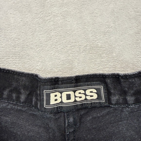 Vintage Boss Denim Shorts Mens 28 Black Y2K Hip Hop Baggy 13" Streetwear USA - Picture 10 of 15